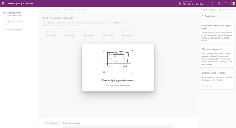AI Builder Forms wizard