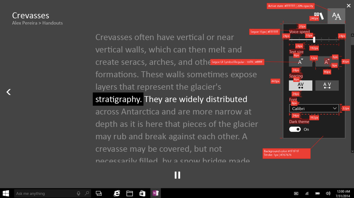 OneNote Learning Tools page