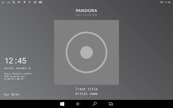 Pandora wireframes