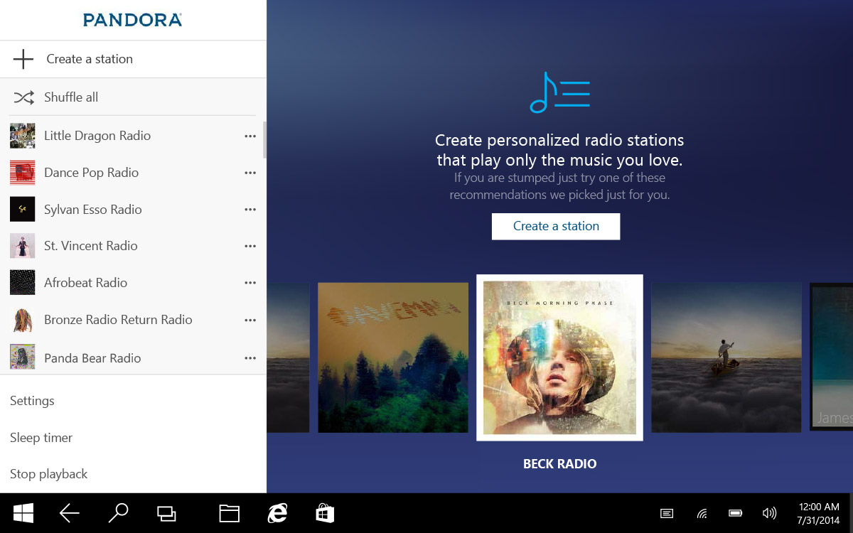 Pandora tablet