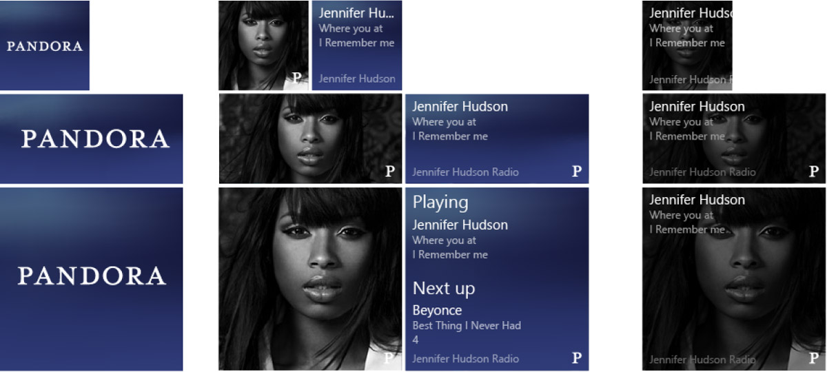 Pandora start tiles